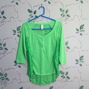 ❌DONATED❌No Boundaries Green 3/4 Sleeve Lace Top